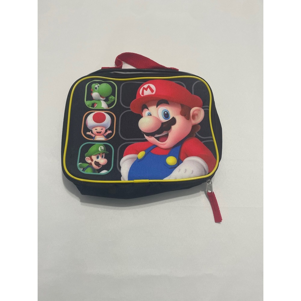 Super Mario Bros Kids Insulated Lunch Bag Nintendo Mario Luigi Black